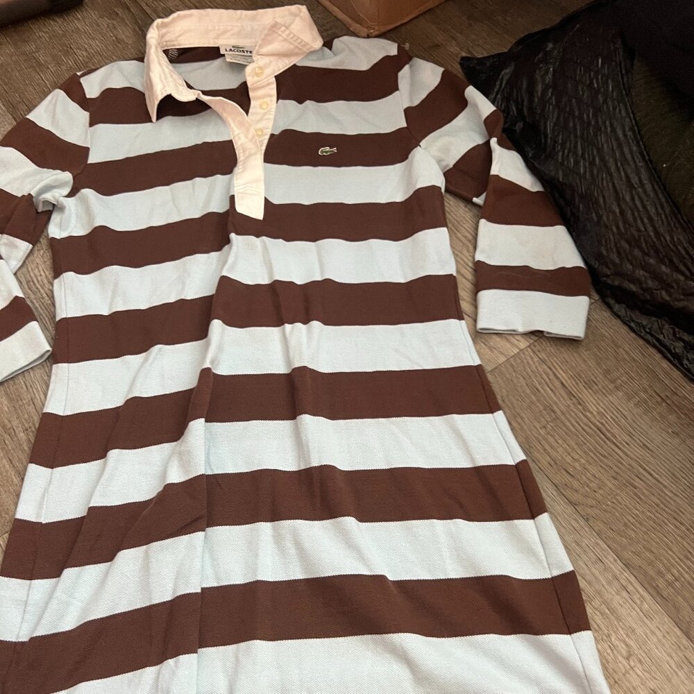 Lacoste brown and blue striped Dress size 40 - Picture 3 of 7